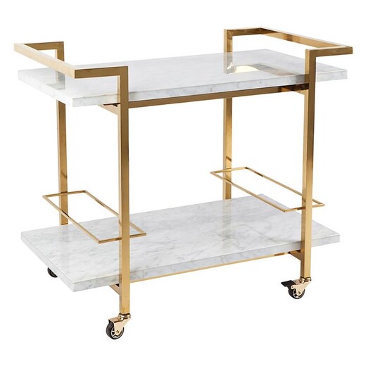 Picture of Franklin Drinks Trolley, White/Gold Marble CAFE Lighting & Living Picture of Franklin Drinks Trolley, White/Gold Marble CAFE Lighting & Living