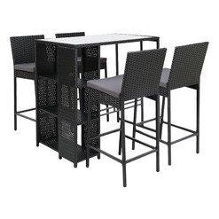 Picture of Fresco 5-Piece Outdoor Bar Set Polyethylene Black Frisse Outdoors