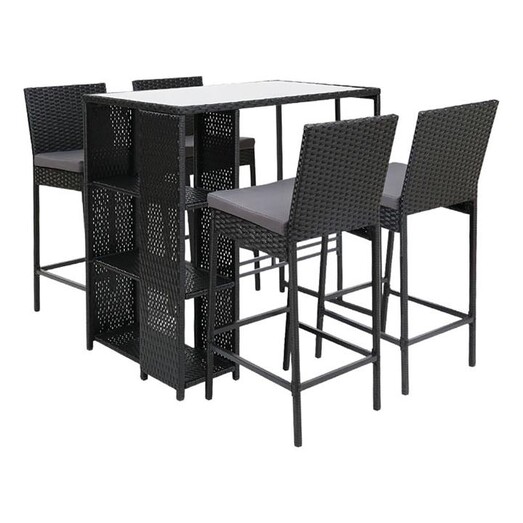 Picture of Fresco 5-Piece Outdoor Bar Set Polyethylene Black Frisse Outdoors