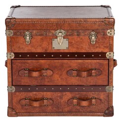 Picture of Gabi Trunk Bedside Table, Cognac Leather Huntington Lane
