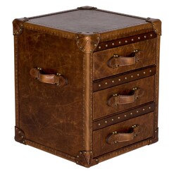 Picture of Gabi Trunk Side Table, Cognac Leather Huntington Lane