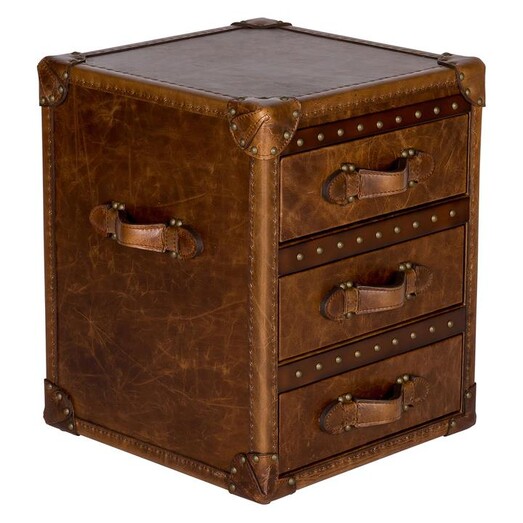 Picture of Gabi Trunk Side Table, Cognac Leather Huntington Lane