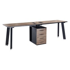 Picture of Galeran 2-Person Desk with Centre Cabinet MDF Mahogany/Black Iniko