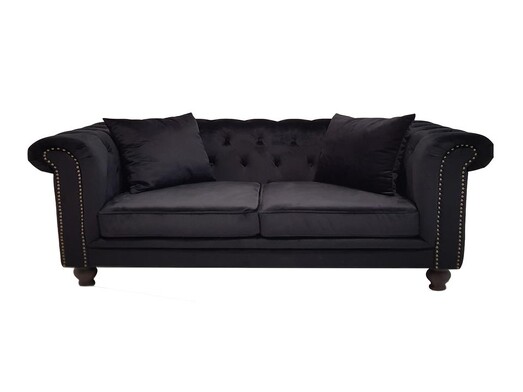 Picture of Galina 3-Seater Velvet Fabric Chesterfield Sofa - Black