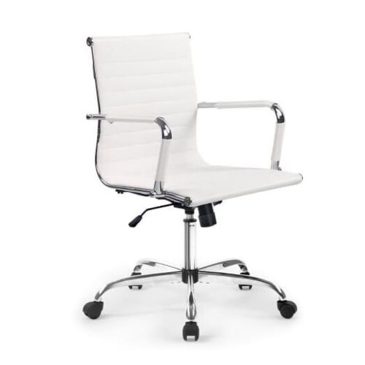 Picture of Gaming Office Chair Computer Desk Chairs Home Work Study White Mid Back