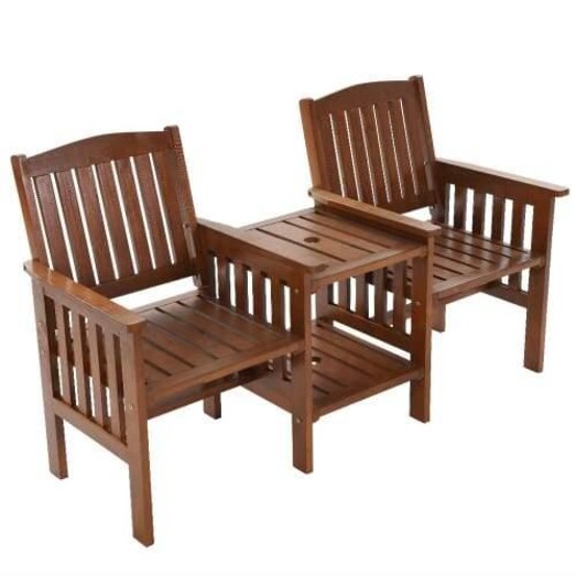 Picture of Garden Bench Chair Table Loveseat Wooden Outdoor Furniture Patio Park Brown