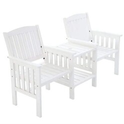 Picture of Garden Bench Chair Table Loveseat Wooden Outdoor Furniture Patio Park White