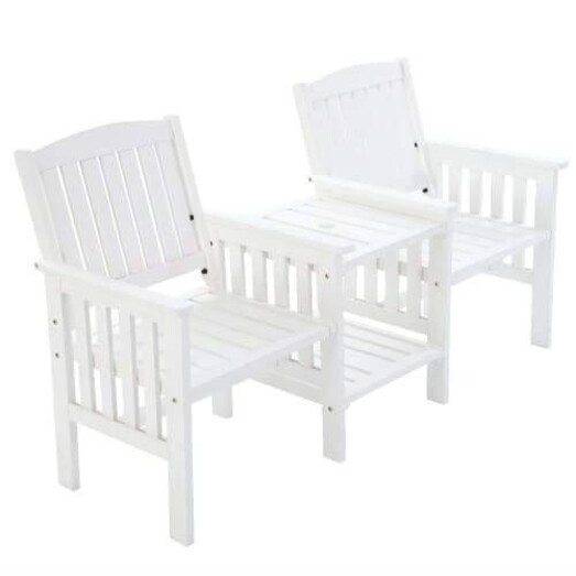 Picture of Garden Bench Chair Table Loveseat Wooden Outdoor Furniture Patio Park White