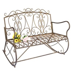 Picture of Garden Rocking Bench Metal Brown The Complete Garden