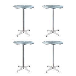 Picture of Gardeon 4pcs Outdoor Bar Table Furniture Adjustable Aluminium Cafe Table Round