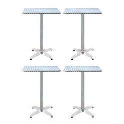 Picture of Gardeon 4pcs Outdoor Bar Table Furniture Adjustable Aluminium Square Cafe Table