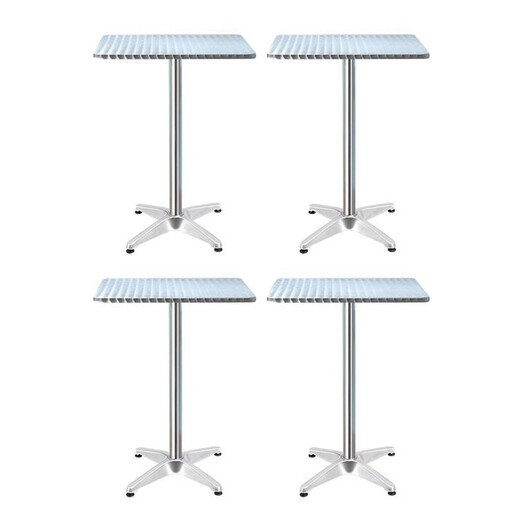 Picture of Gardeon 4pcs Outdoor Bar Table Furniture Adjustable Aluminium Square Cafe Table