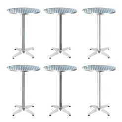 Picture of Gardeon 6pcs Outdoor Bar Table Furniture Adjustable Aluminium Cafe Table Round