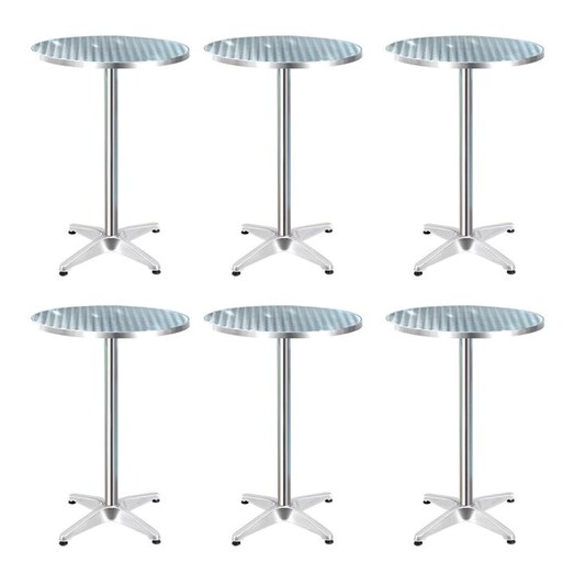 Picture of Gardeon 6pcs Outdoor Bar Table Furniture Adjustable Aluminium Cafe Table Round