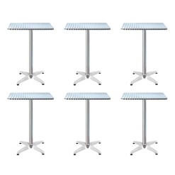Picture of Gardeon 6pcs Outdoor Bar Table Furniture Adjustable Aluminium Square Cafe Table