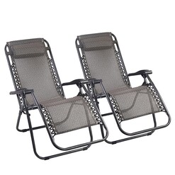 Picture of Gardeon Zero Gravity Chair 2PC Reclining Outdoor Sun Lounge Folding Camping