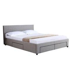 Picture of Gellner Bed with Drawers Linen Light Grey HEQS