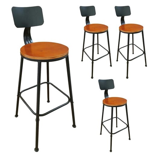 Picture of Gelly Set of 4 Bar Stools in Black/Walnut by HEQS Picture of Gelly Set of 4 Bar Stools in Black/Walnut by HEQS