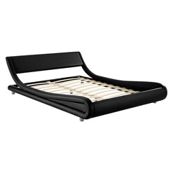 Picture of Genia Queen Bed, Black Faux Leather Resort Living