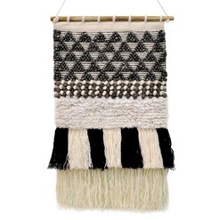 Picture of Geometric Design Woven Wall Hanging in Grey by Artisan Decor