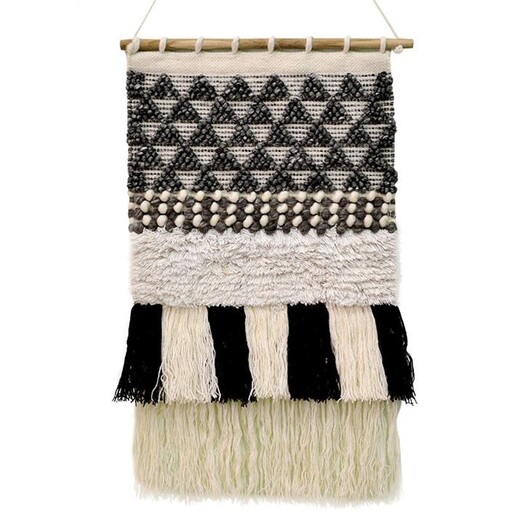 Picture of Geometric Design Woven Wall Hanging in Grey by Artisan Decor