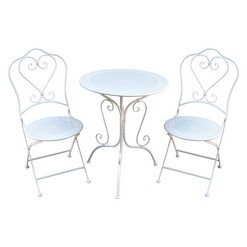 Picture of Georgian 3-Piece Outdoor Bistro Dining Set in White by Channel Enterprises