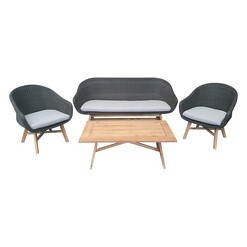 Picture of Germano 4-Piece Outdoor Lounge Set Wood Grey/Natural Nova Caeli