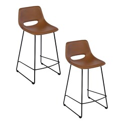 Picture of Giova Faux Leather Kitchen Stools (Set of 2) in Brown by casabona