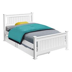 Picture of Gisella Double Wooden Bed with 2 Drawers Pine White Resort Living