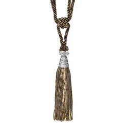 Picture of Glass & Metal top Tassel Pair Cushion Tie-Back, Olive Cotton Butler Co
