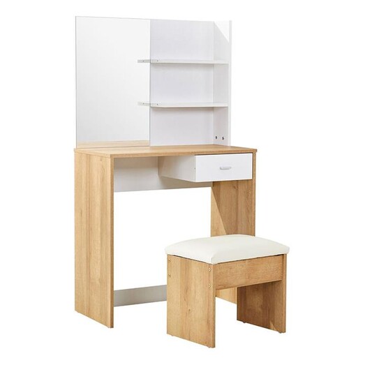 Picture of Glebe Dresser with Mirror & Stool MDF Oak/White HEQS