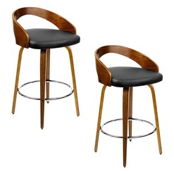 Picture of Glenrose Swivel Bar Stool (Set of 2) Faux Leather Black Resort Living