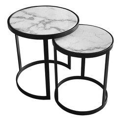 Picture of Glory Set of 2 Faux Marble Side Tables, White Metal Future Classics Furniture