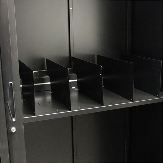 Picture of GO Tambour Slotted Shelf Divider Metal Black Rapidline Picture of GO Tambour Slotted Shelf Divider Metal Black Rapidline