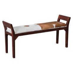 Picture of Goat Skin 2 Seater Stool Hair On Hide Mahogany Kayu Estate