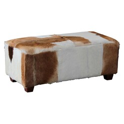 Picture of Goat Skin Rhyno Stool, Large Hair On Hide Mahogany Kayu Estate