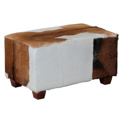 Picture of Goat Skin Rhyno Stool, Small Hair On Hide Mahogany Kayu Estate
