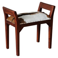 Picture of Goat Skin Single Stool in Brown by Kayu Estate