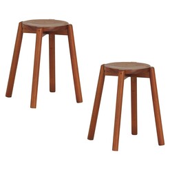 Picture of Goji Wood Stool, Pecan (Set of 2) Mahogany Light Pecan Kayu Estate