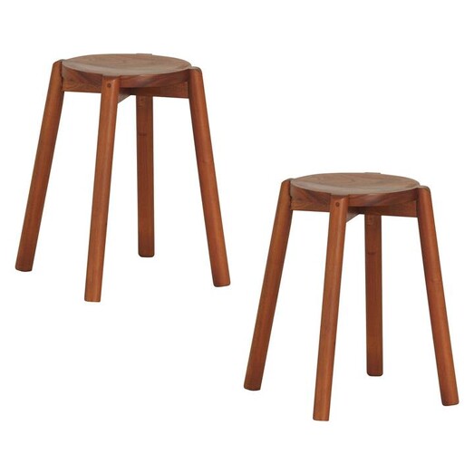Picture of Goji Wood Stool, Pecan (Set of 2) Mahogany Light Pecan Kayu Estate