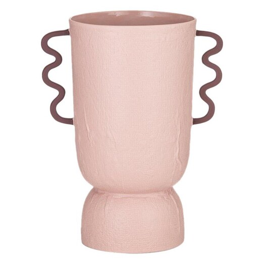 Picture of Granada Lilac Stoneware Vase with Zigzag Handles in Red by Amalfi