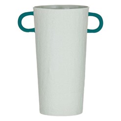 Picture of Granada Mint Stoneware Vase with Fingerloop Handles in Blue by Amalfi