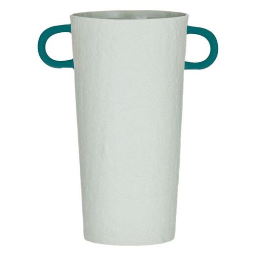 Picture of Granada Mint Stoneware Vase with Fingerloop Handles in Blue by Amalfi