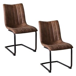 Picture of Grati Dining Chair, Brown (Set of 2) Faux Leather Castle Road Interiors
