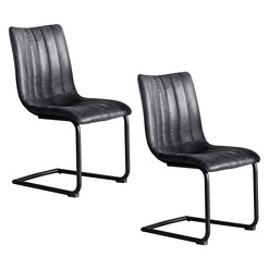 Picture of Grati Dining Chair, Grey (Set of 2) Faux Leather Dark Grey Castle Road Interiors