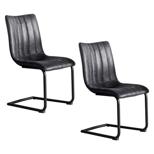 Picture of Grati Dining Chair, Grey (Set of 2) Faux Leather Dark Grey Castle Road Interiors