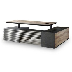 Picture of Griffin Electric Sit/Stand Executive Office Desk with Left Return in Black by Iniko