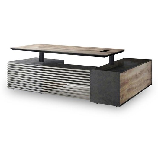 Picture of Griffin Electric Sit/Stand Executive Office Desk with Left Return in Black by Iniko