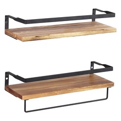 Picture of Griver Wood & Metal Set of 2 Floating Shelves Black Levede