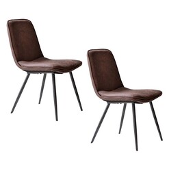 Picture of Guilhelm Chair (Set of 2) Faux Leather Brown Castle Road Interiors